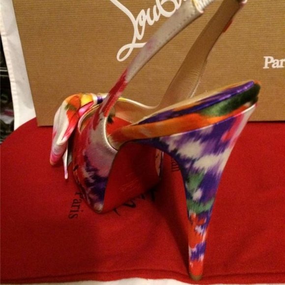 Christian Louboutin VENDOME SLING NODO Satin Bouquet Bow Heel Shoes Sandal - Picture 5 of 12